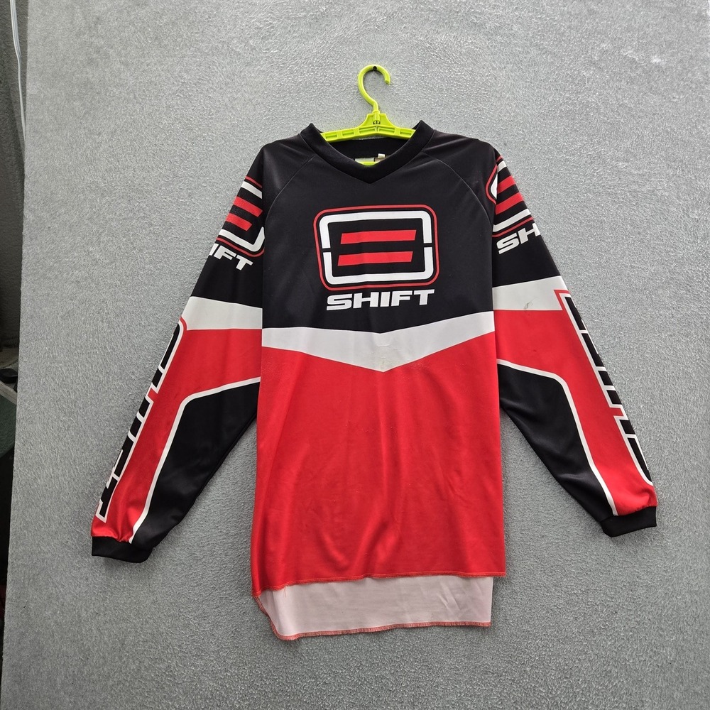VINTAGE Shift Men Shirt L Red Graphic Logo Motocross Jersey Moto X Racing